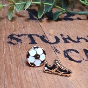 New SOCCER Mismatched Stud Earrings Ball + Cleat Hypoallergenic Stacking Earring